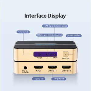 HDMI RAZDJELNIK 1 ULAZA 2 IZLAZA VENTION 4K 30 Hz ACBG0 ZLATNI