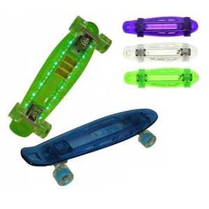 Dječji skateboard prozirni sa svjetlećom daskom i svjetlećim kotačima