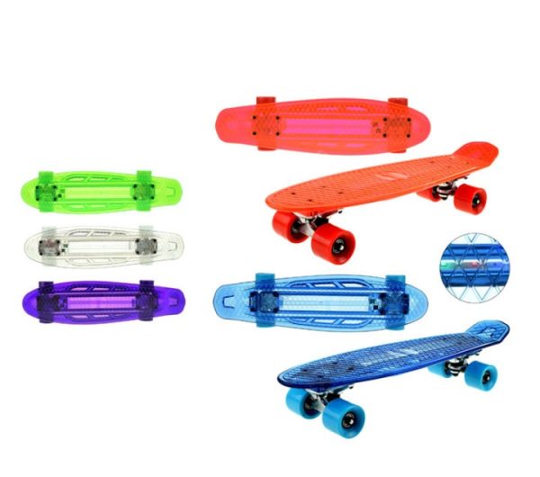 Dječji skateboard prozirni sa svjetlećom daskom i svjetlećim kotačima - Slika 4