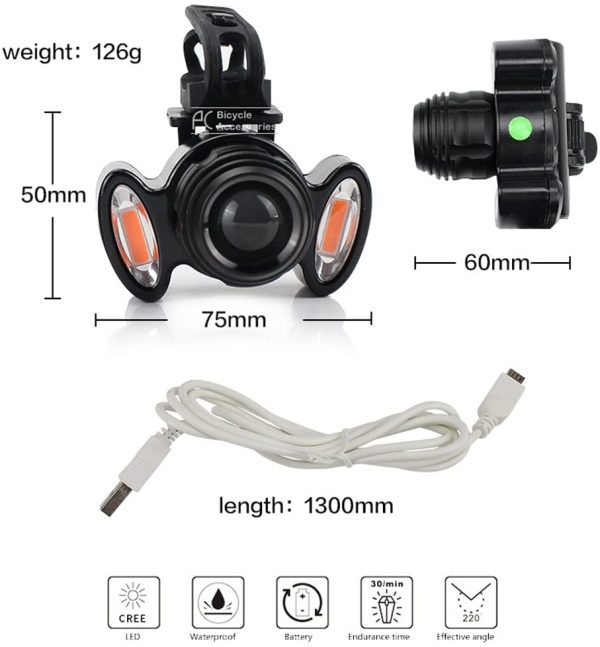Super Bright prednja svjetla za bicikl, punjiva LED - Slika 2