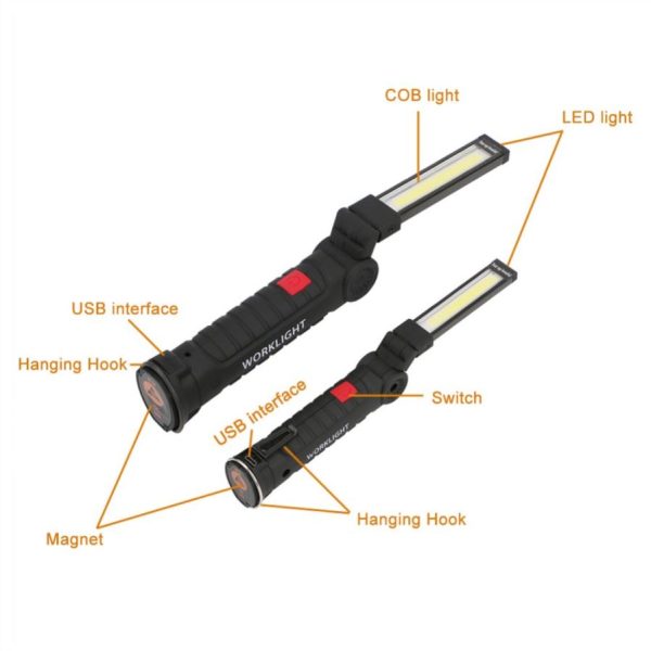 AIBBER TONE COB LED Radno svjetlo USB punjiva magnetska svjetiljka - Slika 3