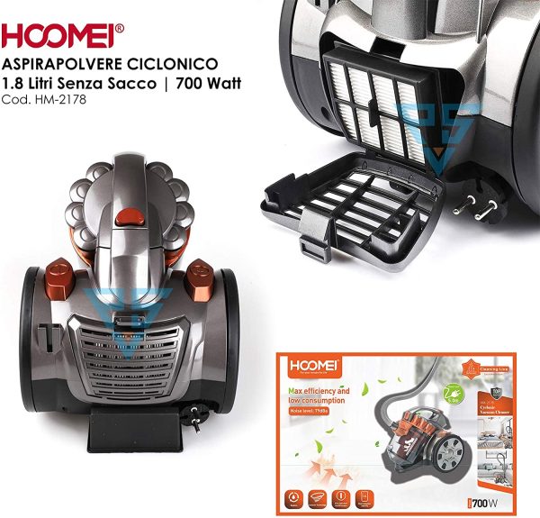 Hoomei HM-2178 700W ciklonski usisavač Kapacitet 1,8 L Kabel dužine 5 metara - Slika 4