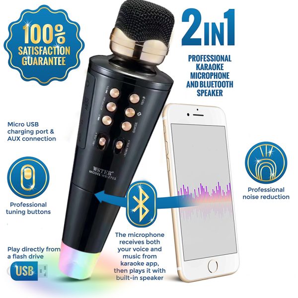Originalni WSTER WS-2711 Bluetooth bežični zvučnik s karaoke mikrofonom - Slika 5