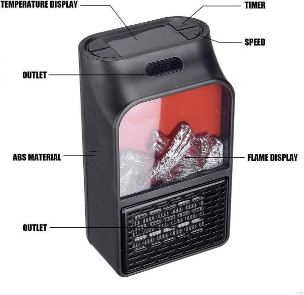 Mini grijalica s LCD prikazom kamina 1000 W - Slika 7
