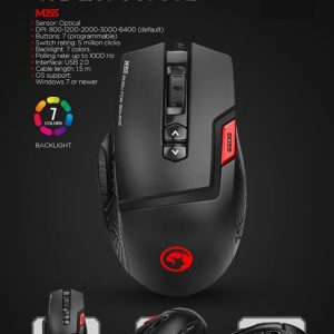 MIŠ GAMING ŽIČNI MARVO 6400 DPI M355 CRNI