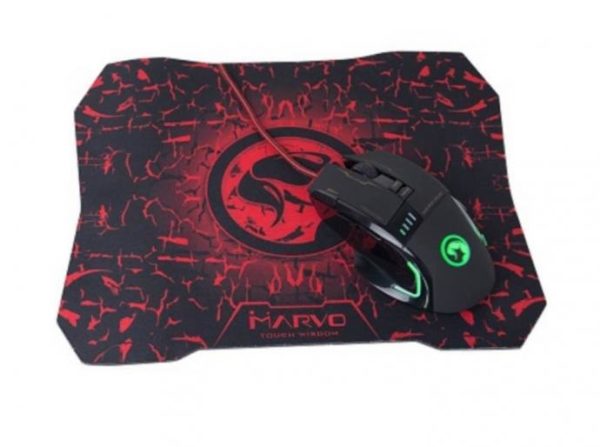 MIŠ S PODLOŠKOM ŽIČNI GAMING 3200 DPI MARVO G909+G1 COMBO CRNI