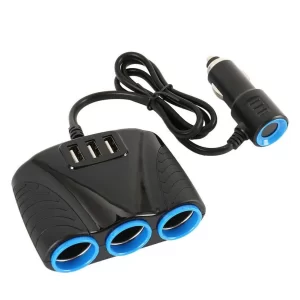 Auto punjač (3 utičnice za upaljač i 2 usb porta)